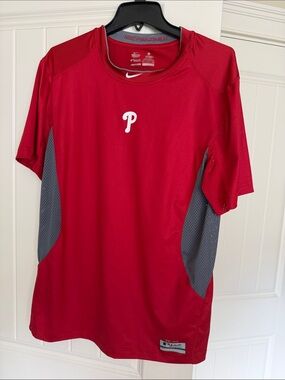 Nike Red Philadelphia Phillies Short-Sleeve Performance Shirt with Gray Panels